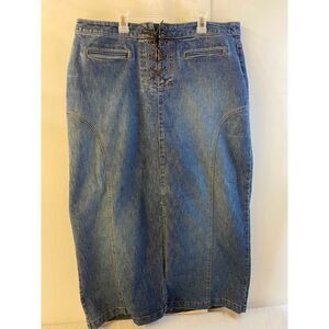 Venezia maxi denim jean skirt  size 18 laces measures 38 waist 35" long
